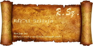 Réti Szilvia névjegykártya